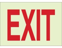 BradyGlo Exit Sign, Red on Glow, 10" H x 14" W x 0.008" D