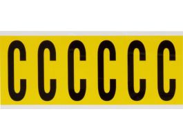 Repositionable Vinyl 3 in Black on Yellow, Letters C Card of 6 Labels