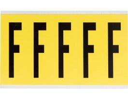 Repositionable Vinyl 4 in Black on Yellow, Letters F Card of 5 Labels