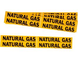 Self-Adhesive Pipe Marker: NATURAL GAS, 1.125" H x 7" W, Pack of 5 Each, Fits Pipes 0.75" Dia. Thru 2.375" Dia.