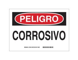 PELIGRO Corrosivo Sign, 7" H x 10" W x 0.06" D, Polystyrene