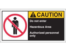 DO NOT ENTER HAZARDOUS AREA AUTHORIZED PERSONNEL ONLY Labels, 2.5" H x 5" W x 0.006" D, Black/Yellow on White