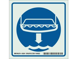 BradyGlo With Lifeboat And Arrow Sign, 6" H x 6" W x 0.063" D