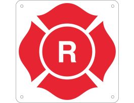 R Truss Marking Sign, 8.5" H x 8.5" W, Red on White, Corner Holes