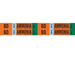 BD VAP AMMONIA LOW Pipe Marker, 1.125" H x 7" W, Card of 4 Each, Fits Pipes 0.75" Dia. Thru 2.375" Dia.