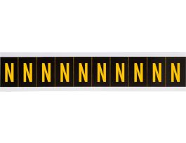 Outdoor Vinyl 1 in Yellow on Black Letters N Card of 10 Labels