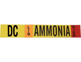 DC LIQ AMMONIA HIGH Pipe Marker, 2.25" H x 14" W, Fits Pipes 2.5" Dia. Thru 7.875" Dia.