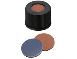 Screw Cap, Polypropylene, Black, 15 mm, Red Butyl/Grey PTFE Septa; 1000/pk