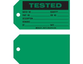 Inventory Tag TESTED Paper 3 x 5.75 Black on Green 100/PK