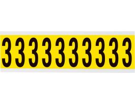 Repositionable Vinyl 2 in Black on Yellow, Numbers 3 Card of 10 Labels