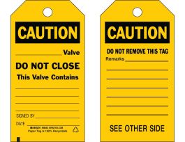 Safety Inspection Tag CAUTION Paper 5.75 x 3  Black on Yellow 100/PK