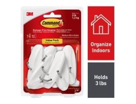 Command™ Medium Wire Hooks, Value Pack 7 hooks, 12 strips, 17068-7ES.