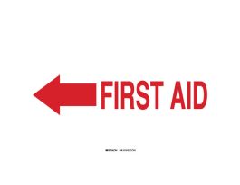 First Aid Sign, 7" H x 10" W x 0.06" D, Polystyrene, Arrow Direction: Left
