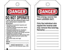 Tags DO NOT OPERATE I certify that the following tasks Polyester 5.75x3 25PK