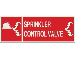 Sprinkler Control Valve Sign, 5" H x 14" W x 0.063" D, Red on Glow, Polystyrene