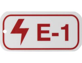 Electrical Energy Source Tags E 1 Polystyrene 1.5x3 Red on White 25/PK