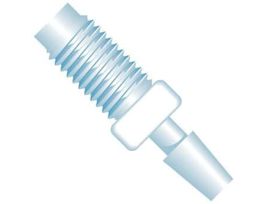 Adapter Fitting, Natural ETFE, 0.080" Bore, 1/8" Hose Barb x Male 1/4-28 Flat Bottom; 1/EA