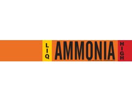LIQ AMMONIA HIGH Pipe Marker, 2.25" H x 14" W, Fits Pipes 2.5" Dia. Thru 7.875" Dia.