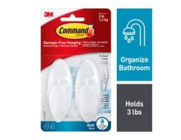 Command™ Medium Bath Hooks with Water-Resistant Strips BATH18-ES