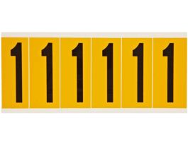 Outdoor Vinyl 3 in Black on Yellow Numbers 1 Card of 6 Labels