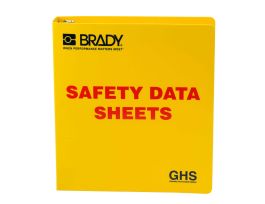 GHS - 1.5" Safety Data Sheet Binder - English, 11" H x 2" D, Red on Yellow