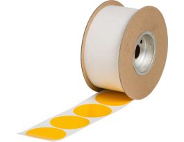 Roll-Mounted Aisle Marking Tape Dots - Adhesive Vinyl, Solid Color, Yellow, 3"