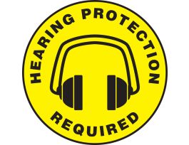 Slip-Gard Floor Sign, Hearing Protection Required (w/Graphic), 17" Round, EA