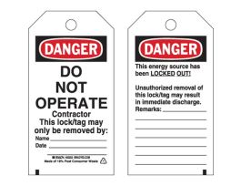 DANGER Locked Out Do Not Operate Contractor Lockout Tags Polyester 5.75x3 25PK