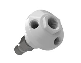 Solvent Waste Manifold, PTFE, Justrite SS, 1x1/2" NPTF, 3x1/4" NPTF; 1/ea