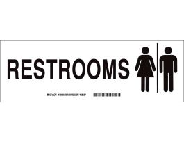 Restrooms Sign, 4" H x 12" W x 0.1" D, Fiberglass