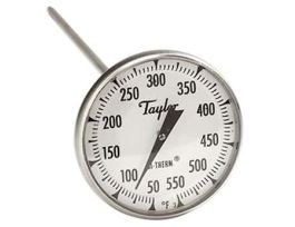 2" Dial Bi-metal Test Thermometer, 8" Stem, 50F/550F, 1% Accy