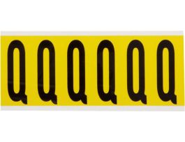 Repositionable Vinyl 3 in Black on Yellow, Letters Q Card of 6 Labels