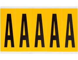 Outdoor Vinyl 3.875 in Black on Yellow Letters A Card of 5 Labels