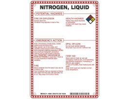 Nitrogen, Liquid Potential Hazards Sign, 10" H x 7" W x 0.1" D, Black/Blue/Red/Yellow on White