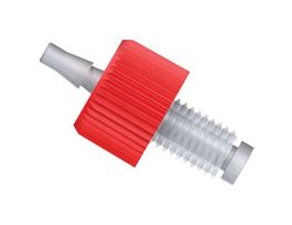 Adapter, 1/4"-28 UNF(M) flat bottom to 1/16" ID, white PC; 10/pk