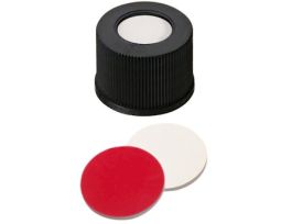 Screw Cap, Polypropylene, Black, 8 mm, Pre-Slit Silicone/Red PTFE Septa; 1000/pk