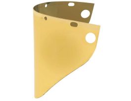 Faceshield Window Extended View .060'' 9 3/4'' X 19'' Gold Plated Polycarbonate, Easy Installation, Fits F400 and F500 Series and FH66, High Heat Applications, TruView Gray inside.