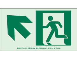 BradyGlo NYC Approved Exit With Running Man And Up Left Arrow Sign, 5" H x 9" W x 0.0096" D, Polyester