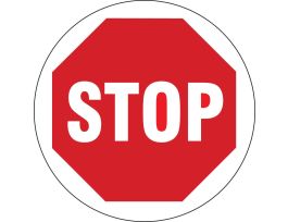 Anti Skid Floor Sign: Vinyl, White On Red, 17 In Diameter, Stop, 17" Dia x 0.012" D, Vinyl