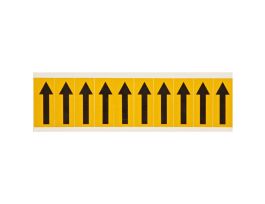 Outdoor Vinyl 1.938 in Black on Yellow Letters Arrow Symbol Card of 10 Labels
