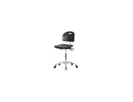 Clean Room Black Polyurethane Desk Height Ergonomic Chair in Chrome with casters
