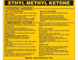 ETHYL METHYL KETONE Labels, 3.75" H x 4.5" W x 0.005" D, Black on Yellow