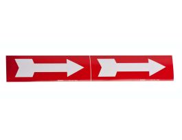 Self-Sticking Vinyl Arrow, 2.25" H x 7" W, White on Red