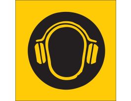 Ear Protection Picto Sign, 7" H x 7" W x 0.1" D, Fiberglass