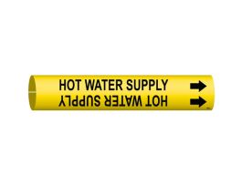 Hot Water Supply Pipe Marker, 2.8125" H x 2.8125" W, Fits Pipes 4" Dia. Thru 6" Dia.