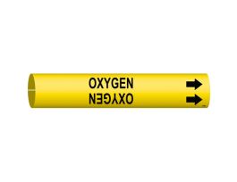 OXYGEN Pipe Marker, 2.8125" H x 2.8125" W, Fits Pipes 4" Dia. Thru 6" Dia.