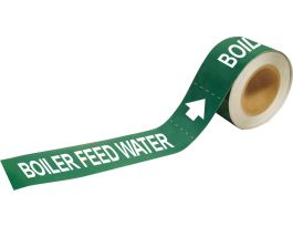 Boiler Feed Water Pipe Marker, 2" H x 12" W, Roll of 25 Each, Fits Pipes 2.5" Dia. Thru 6" Dia.