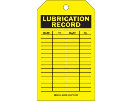 Lubrication Record LUBRICATION RECORD Polyester 7x4 Black on Yellow 10/PK