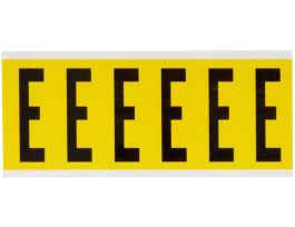 Repositionable Vinyl 3 in Black on Yellow, Letters E Card of 6 Labels