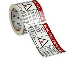 Arc Flash Labels - Self-Sticking Polyester, English/Spanish Bilingual, Roll of 100 Labels, Black/Red on White